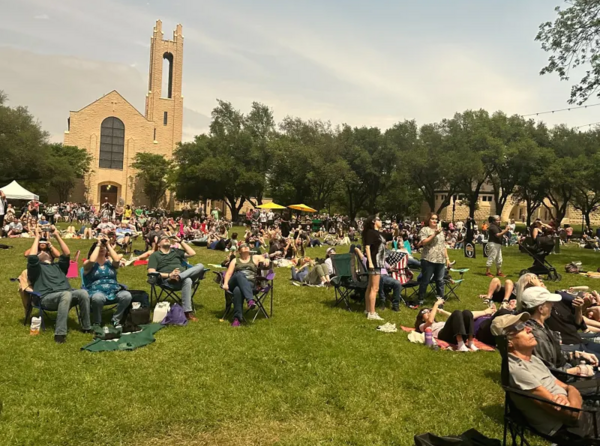Crowds Gather For Solar Eclipse Monday Afternoon