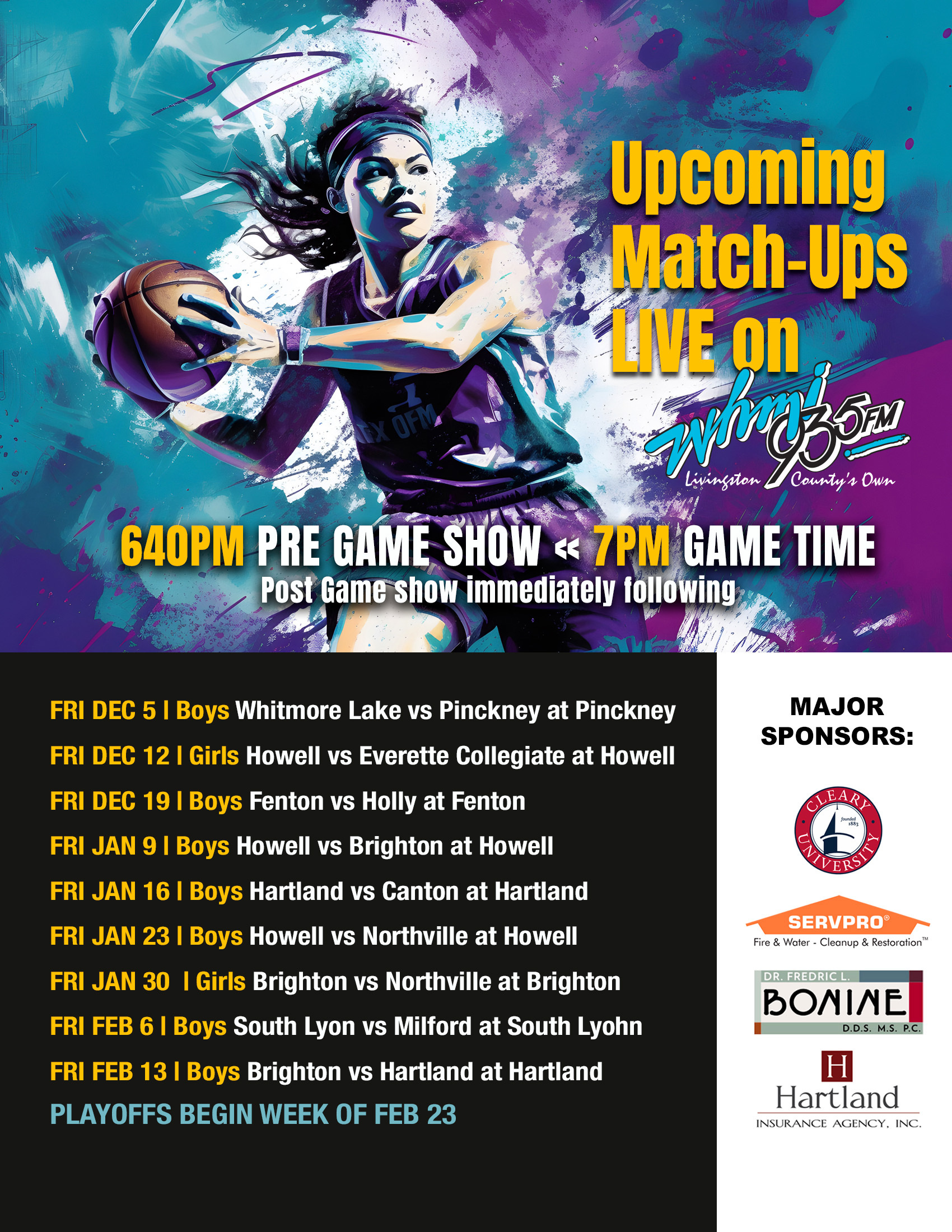 High School Basketball Schedule 2025 by WHMI