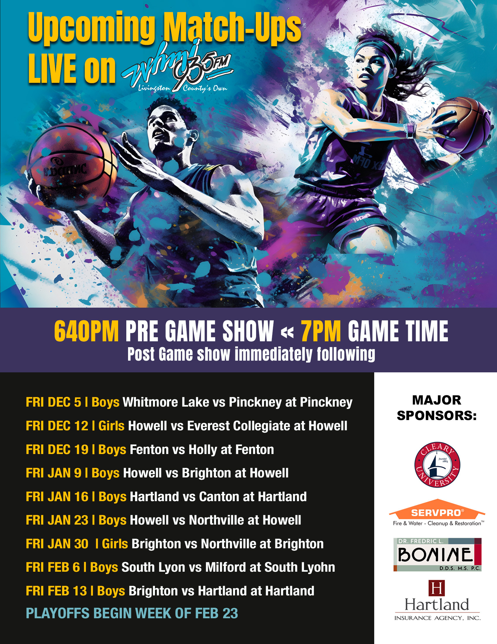 High School Basketball Schedule 2025 by WHMI