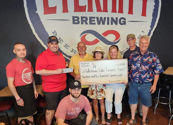 Optimist Club Presents Check To Whitmore Lake 4th July Committee
