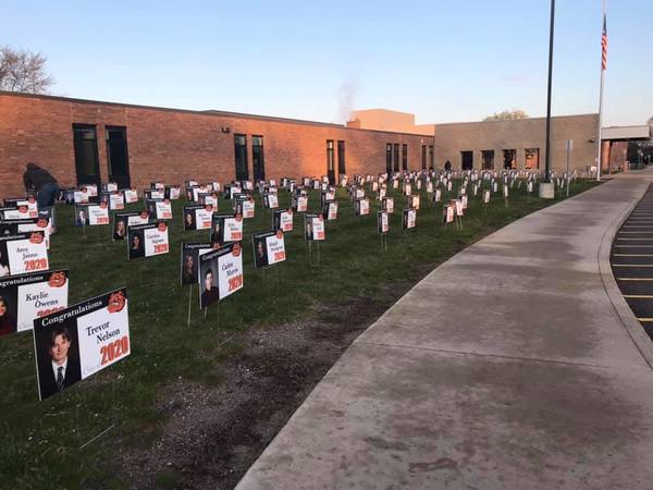 Brighton High Senior Photos Displayed Outside School