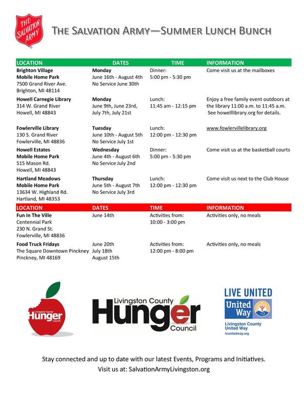 Salvation Army's Summer Lunch Bunch Kicks Off Next Week