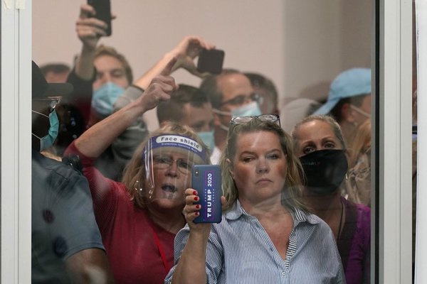 Trump Backers Protest At Voting Center In Detroit