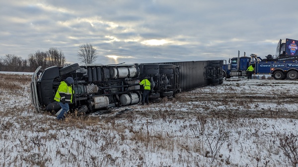 Overturned Semi Closes I-96 Sunday