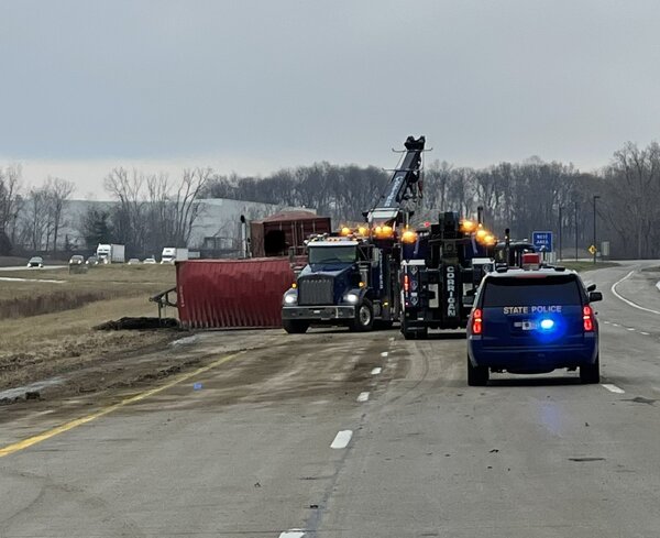 Truck Rolls Over, Closes EB I-96