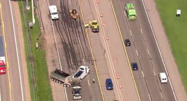 Asphalt Spill Closes Freeway For Several Hours