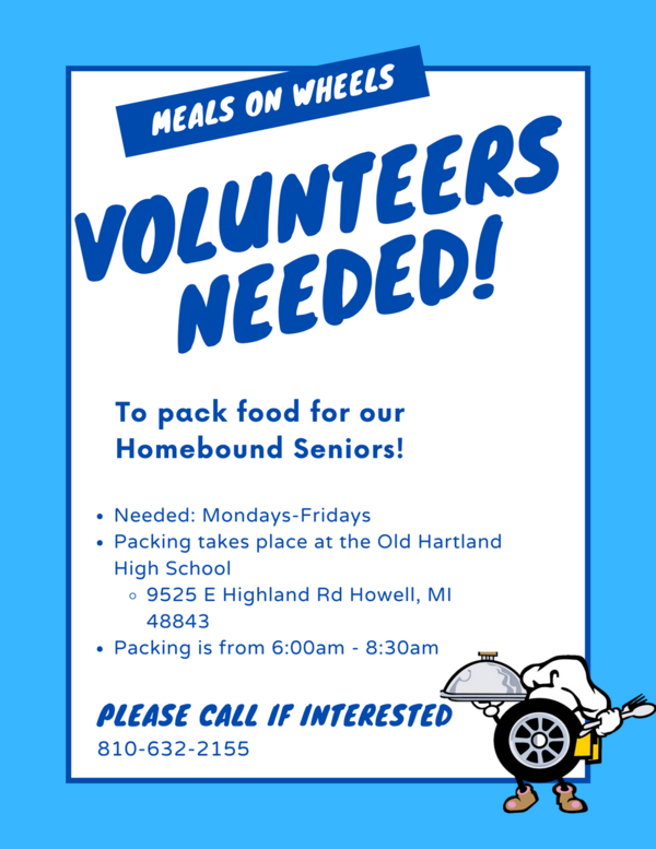 Volunteers Needed For Meals On Wheels