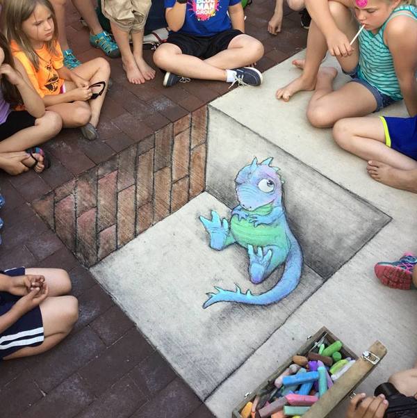 New Chalk Art Creatures Featured In Downtown Brighton