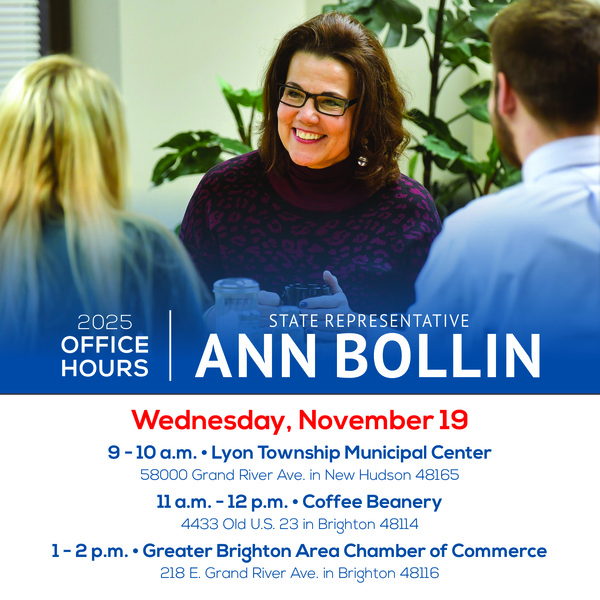 Rep. Bollin to Host Office Hours in South Lyon, Brighton