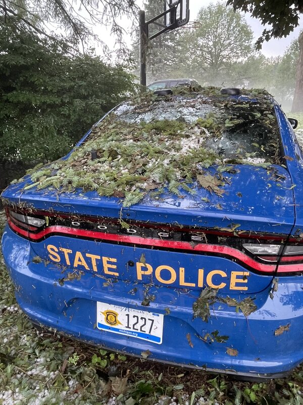 MSP Patrol Vehicle Damaged By Storms