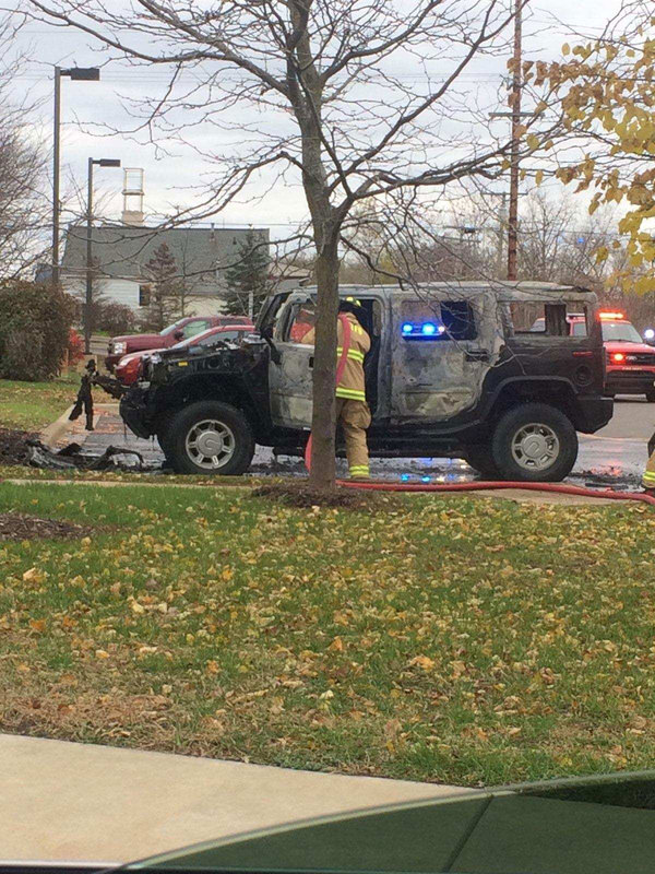 Hummer Catches On Fire In Pinckney