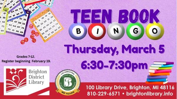 Teen Book Bingo At Brighton District Library
