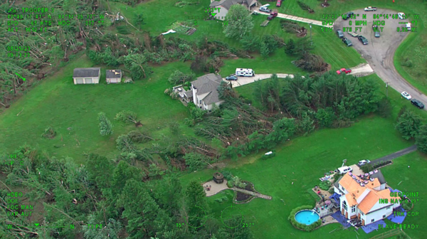 MSP Helicopter Captures EF-2 Tornado Damage in Ingham County