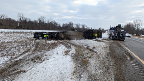 Overturned Semi Closes I-96 Sunday