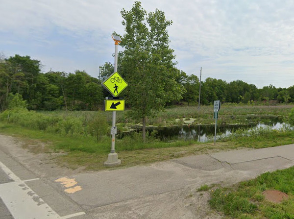 Pedestrian Crosswalk Light Removed From Lakelands Trail