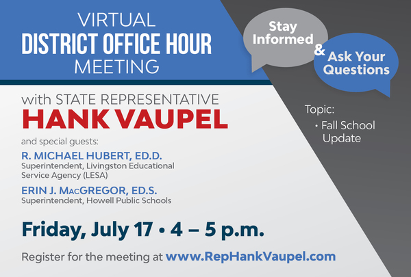 Rep. Vaupel To Host Virtual Office Hours For July