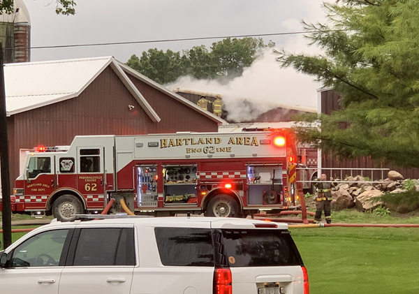 Large Barn Fire In Hartland Possibly Intentionally Set