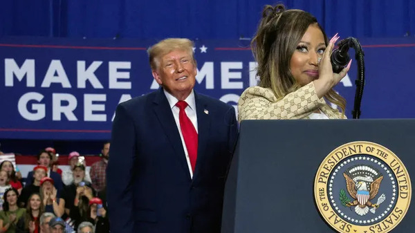 Rapper Nicki Minaj Joins President Trump at GOP Rally in Michigan