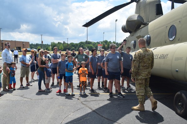 US Army Chinook Helicopter Stops in Brighton As Part of Police Youth Leadership Academy