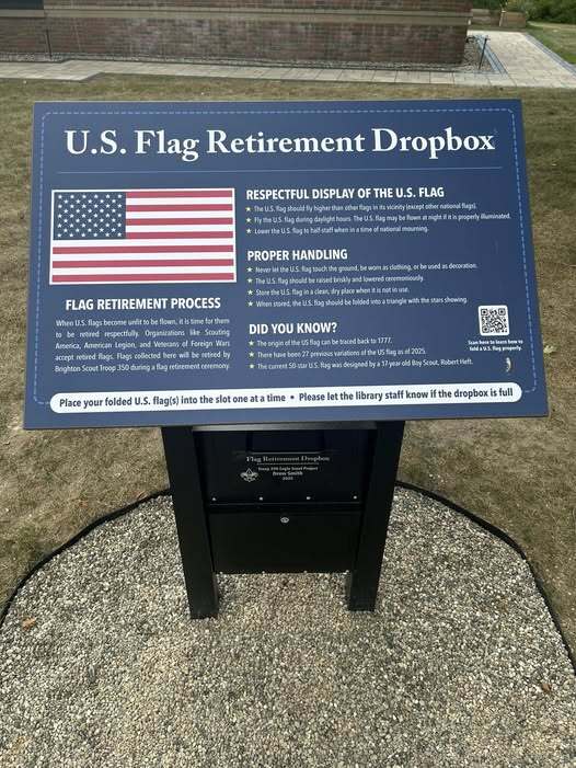 Scout Troops Add Flag Retirement Drop Box, Raised Bed to Brighton District Library Over the Summer