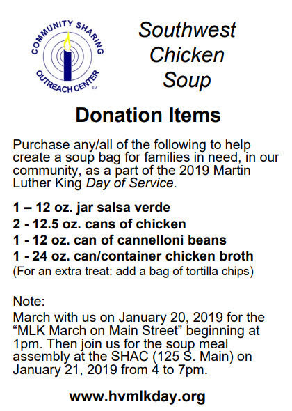 Volunteers Sought For MLK Jr. Day Soup Food Drive Assembly Event