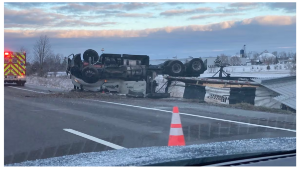 Semi-Crash Closes I-96 at M-52 in Leroy Township