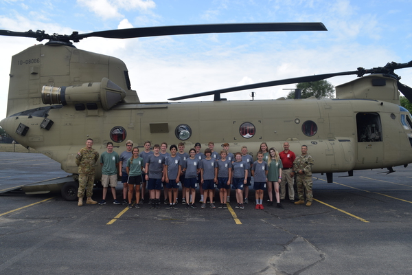 US Army Chinook Helicopter Stops in Brighton As Part of Police Youth Leadership Academy