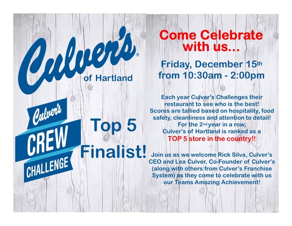 Hartland Culver's Named One Of Top Five In The Country