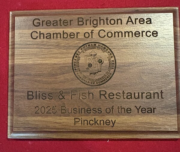 Bliss & Fish In Downtown Pinckney Named 2025 "Business Of The Year"