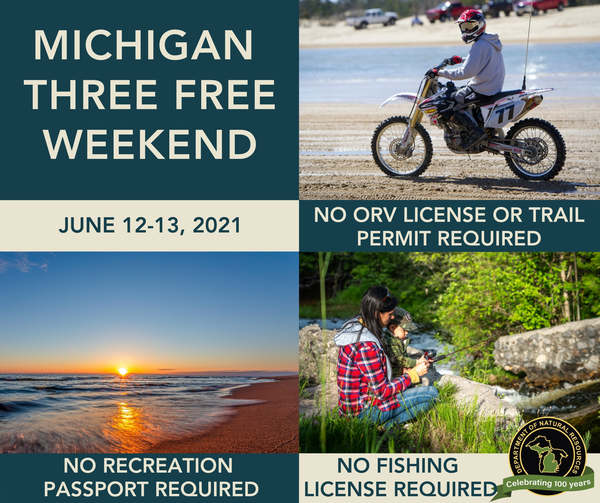 Free Fishing, ORV, State Park Weekend June 12-13