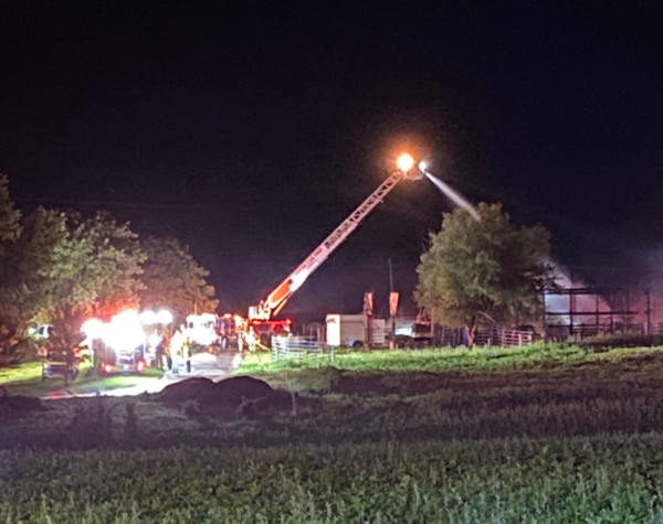 Multiple Departments Battle Barn Fire In Dexter Area
