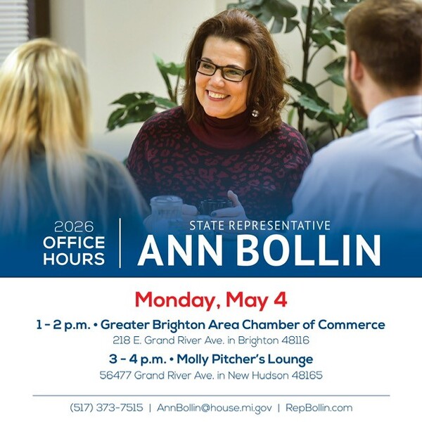 Rep. Bollin to Host Office Hours in Brighton, Lyon Twp May 4