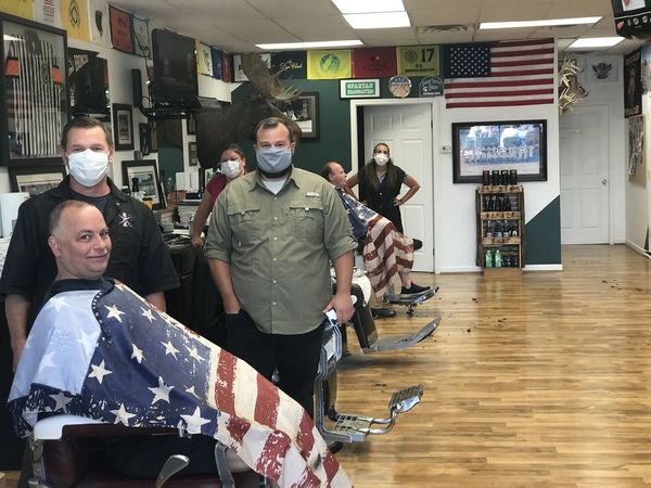 Customers Line Up As Local Barber Shops & Salons Reopen