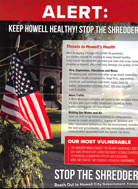 Flyer Opposing Shredder In Howell Prompts Questions