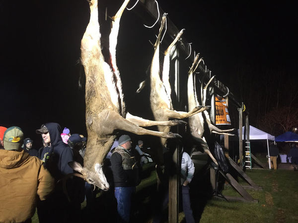 Hunters Gather Around The Buck Pole On First Day Of Firearms Season