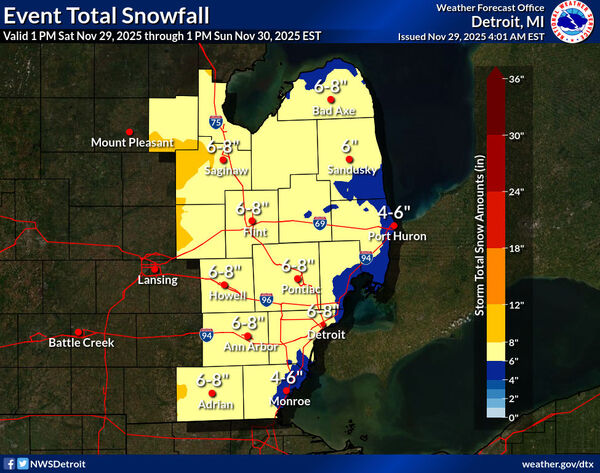 Winter Storm Warning, 6-8 Inches of Snow Forecasted
