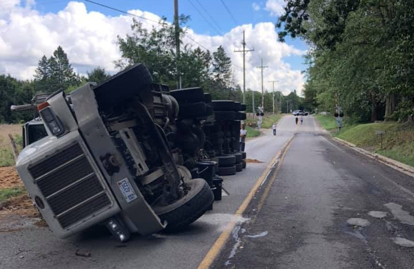Overturned Truck Closes Bishop Lake Road