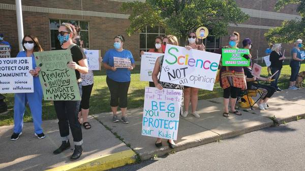 Protesters Demand Mask Mandate From Livingston County Health Department