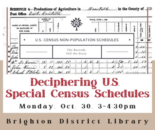 Brighton District Library Hosts U.S. Census & Genealogy Event