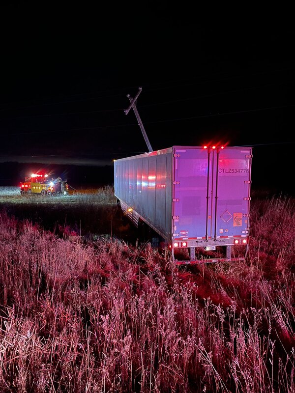 Semi-Truck Crashes Into Utility Pole Off US-23