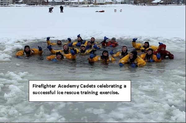 Area Firefighters & Cadets Conduct Ice Rescue Training