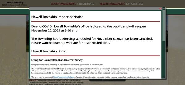 COVID Closes Howell Township Hall